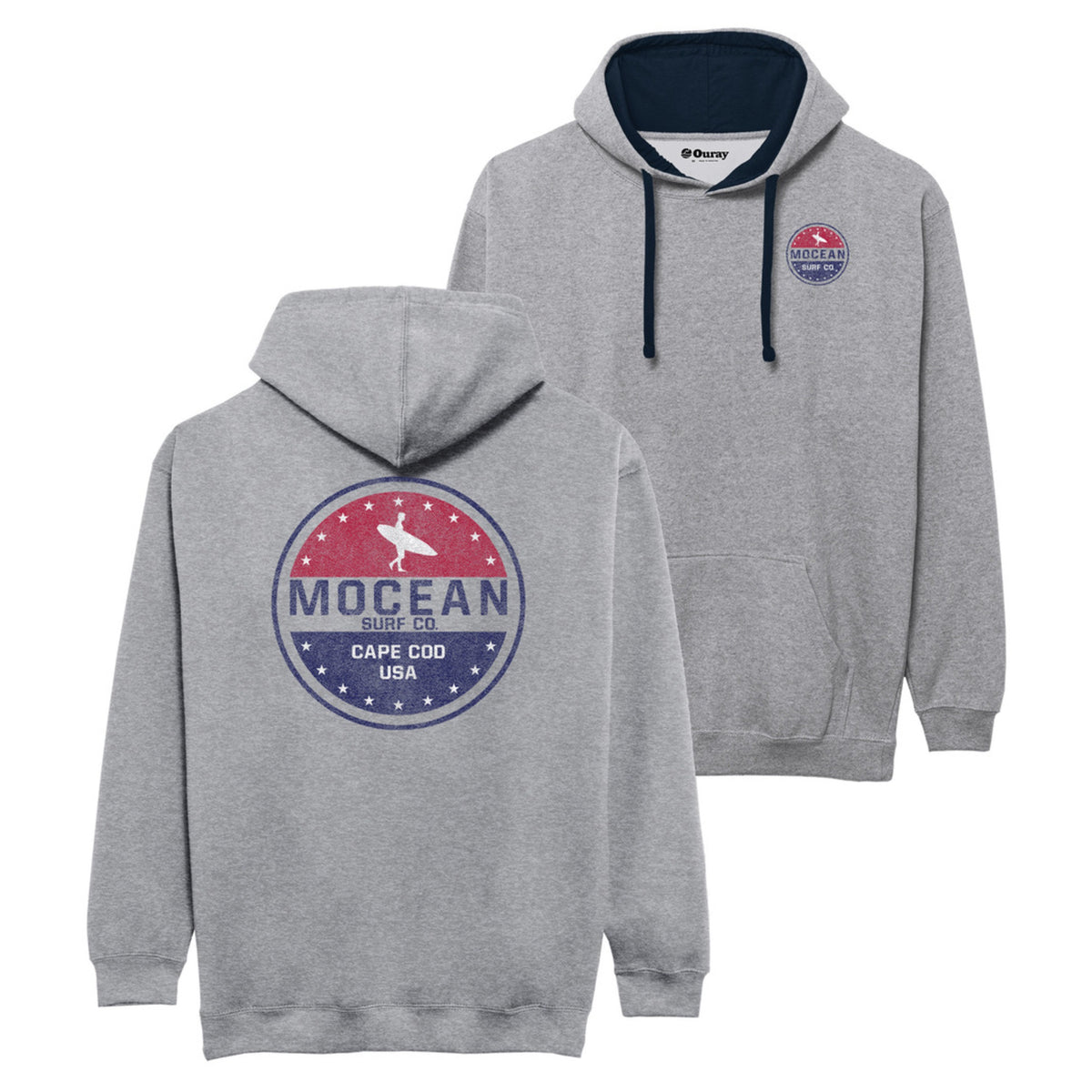 Premium heather/navy 31048 w/ MOCEAN Red, White &amp; Blue Surfboard