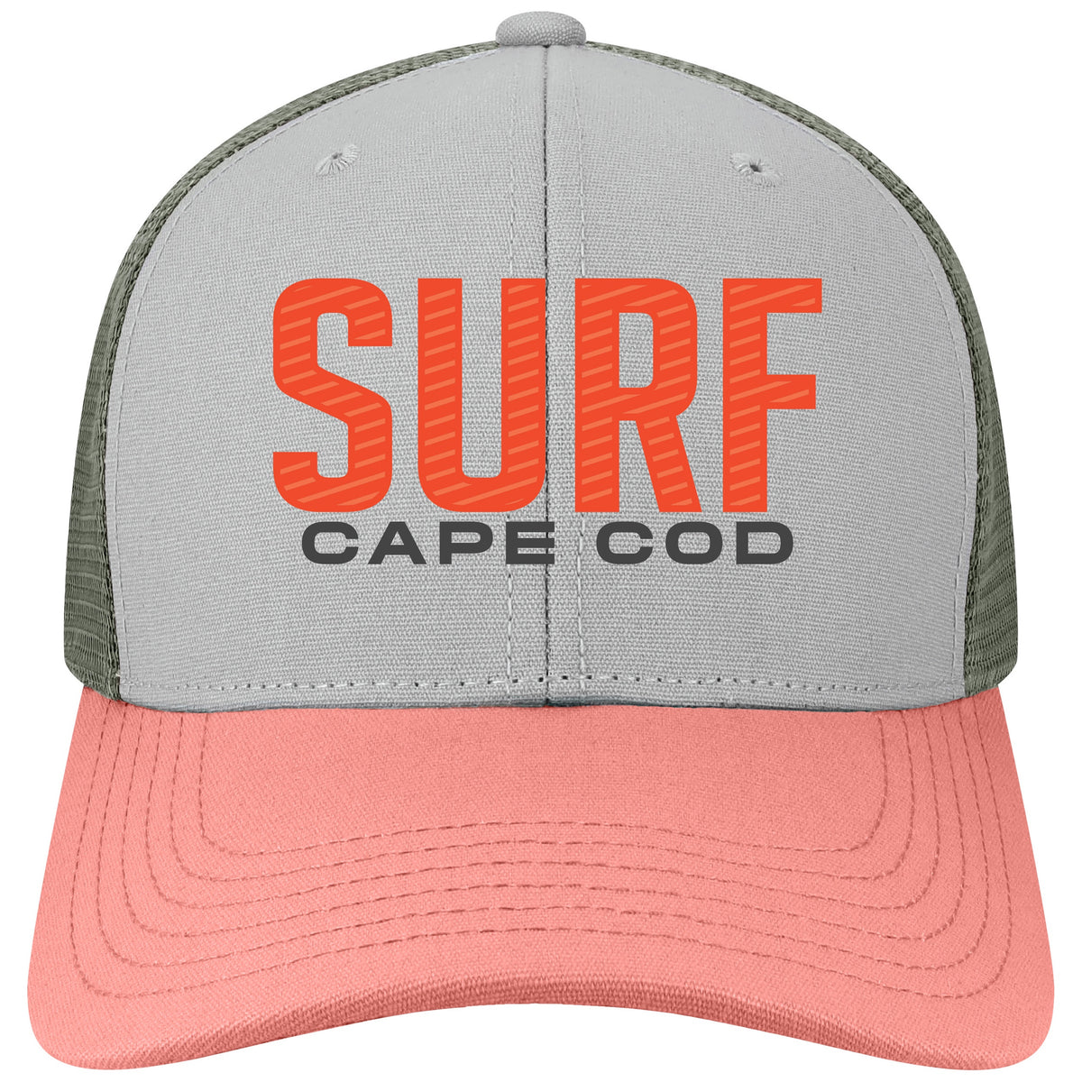 Lt grey/salmon/dk grey trucker MPS w/ SURF Cord Effect